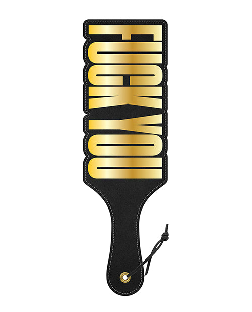 Wood Rocket Bondage Paddle Black and Gold Cut-Out Design Textured Surface for Spanking Play
