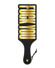 Wood Rocket Bondage Paddle Black and Gold Cut-Out Design Textured Surface for Spanking Play