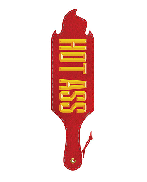 Wood Rocket Bondage Paddle Flaming Red Cut-Out Textured Polyurethane for Playful BDSM Restraint