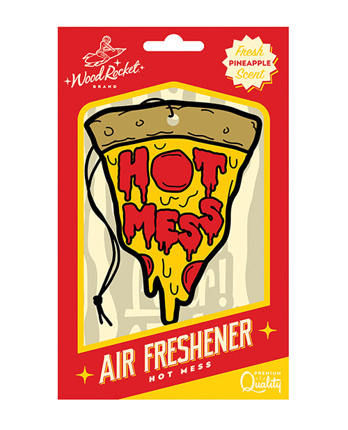 Wood Rocket novelty air freshener pizza shape pineapple scent for freshening cars or rooms