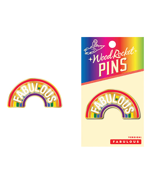 Wood Rocket Novelty Pin Rainbow Enamel Gold-Plated Design for LGBTQ Pride and Statement Accessory