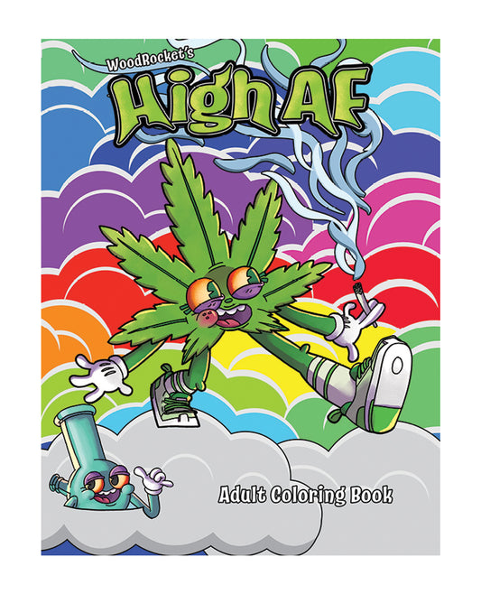 Wood Rocket Adult Coloring Book with Psychedelic Illustrations and Marijuana Theme for Creative Relaxation
