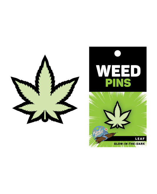 Wood Rocket Novelties Glow-in-the-Dark Weed Leaf Enamel Pin for Cannabis Accessory or Gift