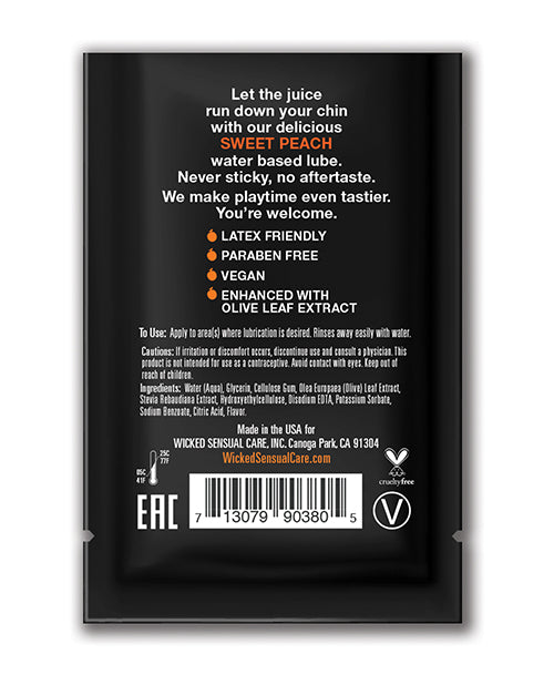 Wicked Sensual Care Sweet Peach Water-Based Lubricant 0.1 oz Vegan Formula