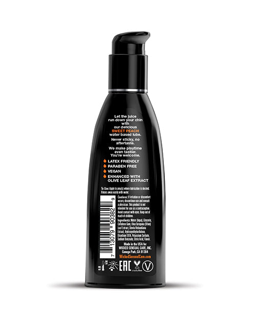 Sweet Peach Flavored Water-Based Lubricant 2 oz by Wicked Sensual Care