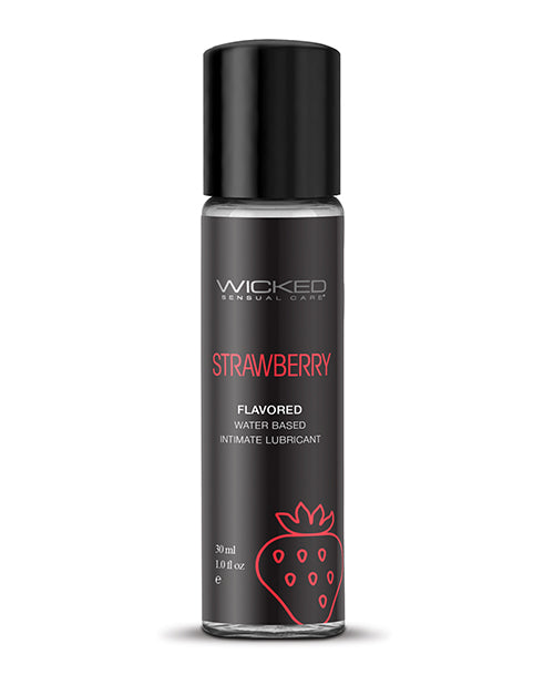 Wicked Sensual Care Lubricant Strawberry Flavor Water-Based Kissable Personal Lubricant for Oral Pleasure