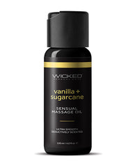 Wicked Sensual Care Massage Oil Vanilla Sugarcane Fragrance with Vitamin E and Aloe for Nourishing Relaxation