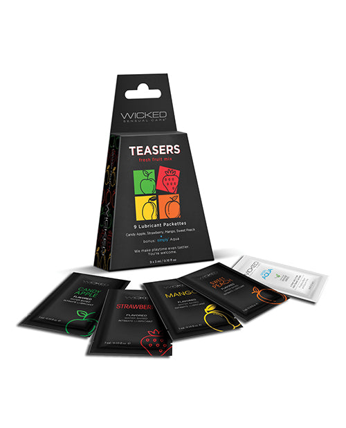 Wicked Sensual Care Lubricant Packettes Fresh Fruit Flavors and Simply Aqua for Discreet Intimate Use