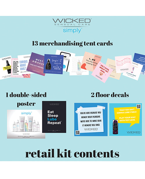 Wicked Sensual Care Merchandising Kit with tent cards, poster, and floor decals for retail product display