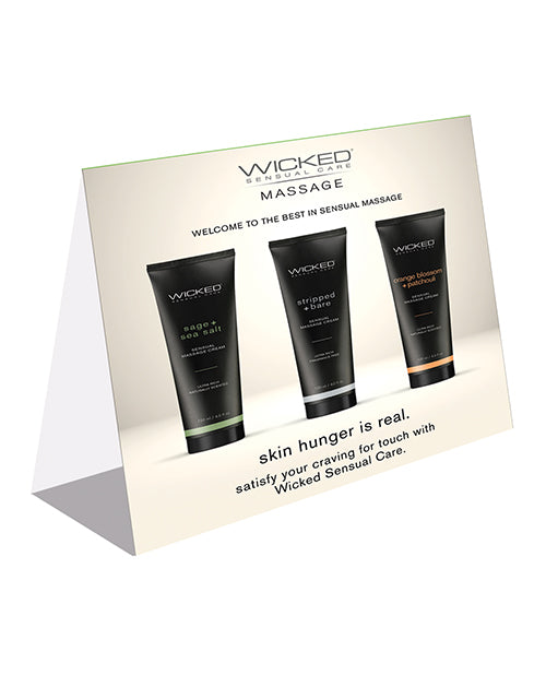 Wicked Sensual Care Tent Card Promotional Display for Massage Creams and Spa Retail