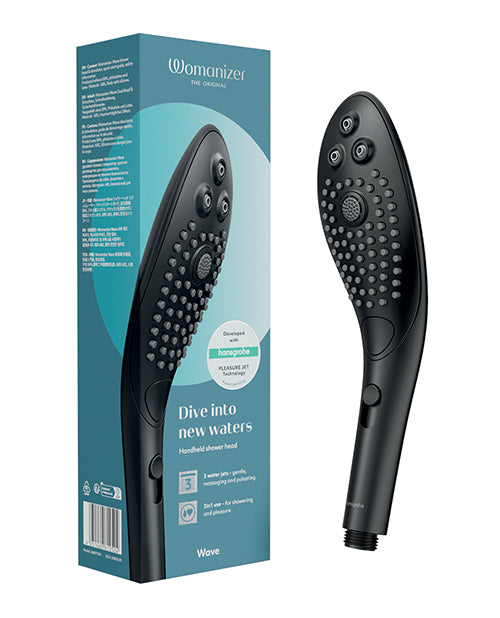 Womanizer Shower Head Stimulator Black with PleasureJet and PowderRain Settings for Intimate Water Massage Experience