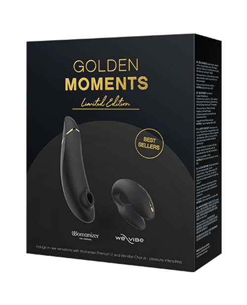 We-Vibe Vibrator and Womanizer Clitoral Stimulator in Black/Gold with Hands-Free and Touchless Technology for Couples Intimacy