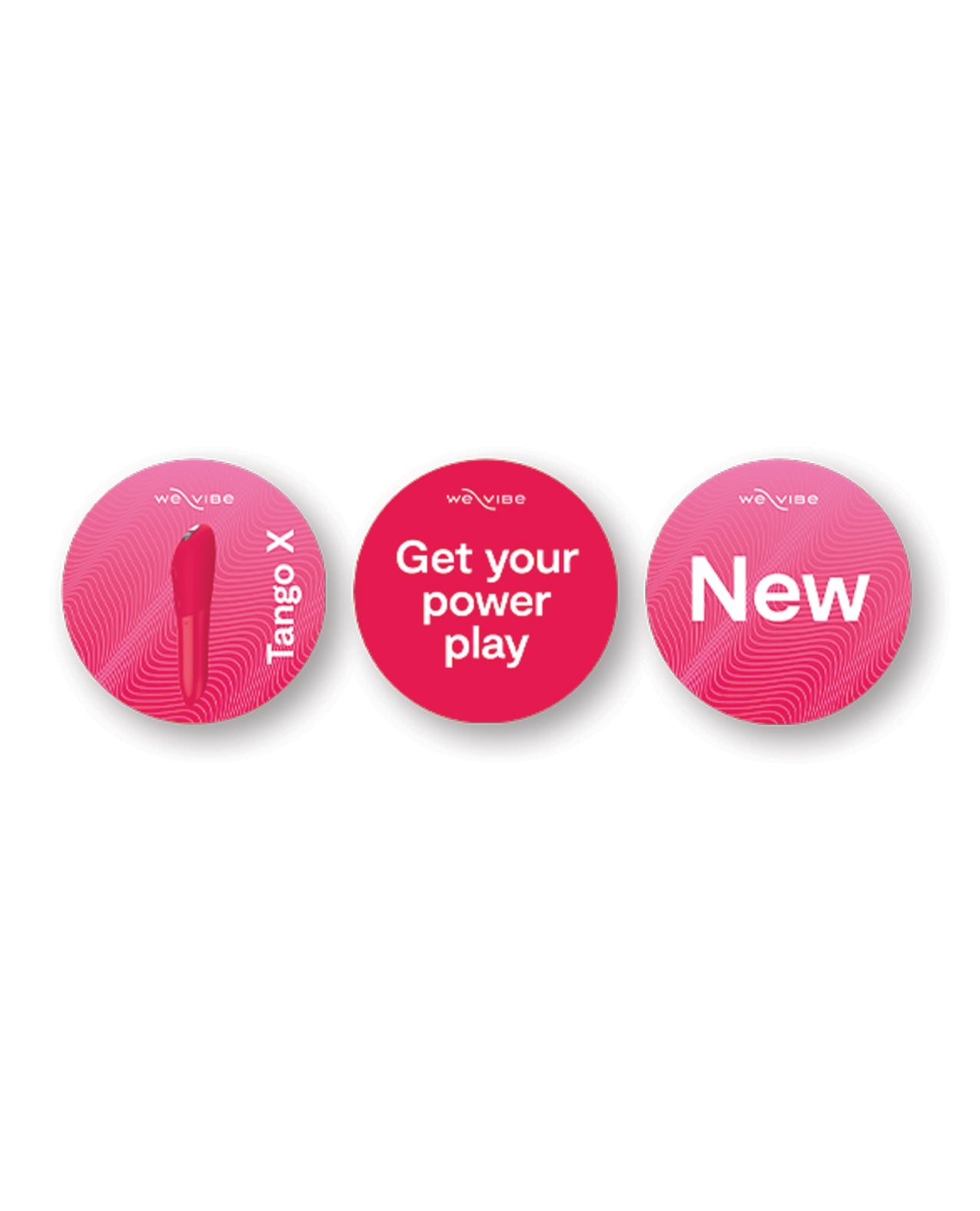We-Vibe PROMO Tango X Decals with Bold Graphics and Durable Vinyl for Retail Promotions