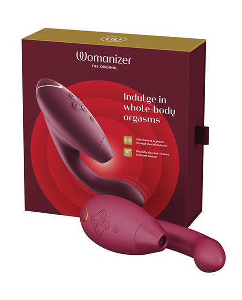 Womanizer Rabbit Vibrator Duo 2 Bordeaux with Pleasure Air Clitoral Suction and G-Spot Vibration for Dual Stimulation