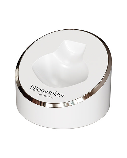 Womanizer Product Stand White Chrome Custom Fit Elegant Display for Secure Storage