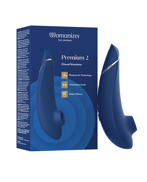 Womanizer Stimulator Premium 2 Blueberry with 14 Intensity Levels and Autopilot Mode for Enhanced Clitoral Pleasure