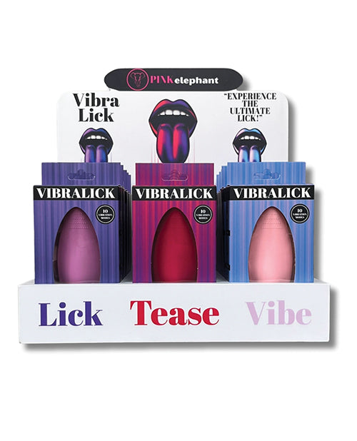 VibraLick 15-Piece Vibrator Display in Viva Magenta, Light Pink & Lavender