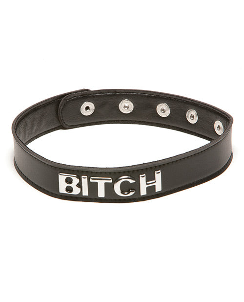 X-Play Bondage Collar Adjustable Faux Leather with Statement Tag for Bedroom Role Play