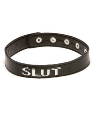 X-Play Bondage Collar Adjustable Fit Bold 'Slut' Lettering for Bedroom Restraint Play