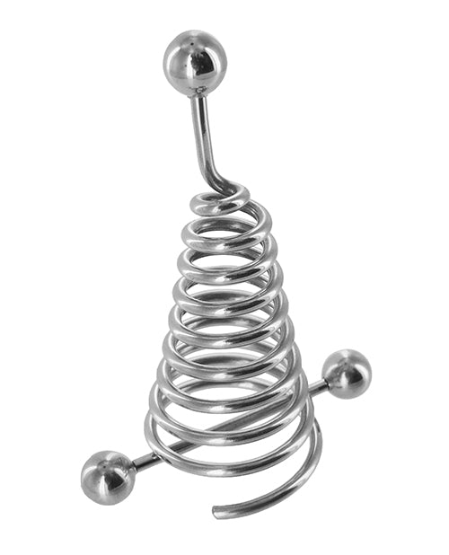 Master Series Bondage Nipple Spiral Extender Adjustable Stainless Steel Barbell for Pierced Nipple Play