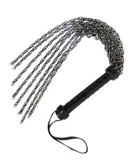 Master Series Bondage Flogger Gunmetal Chain Tails Leather Handle for Intense Sensation Play
