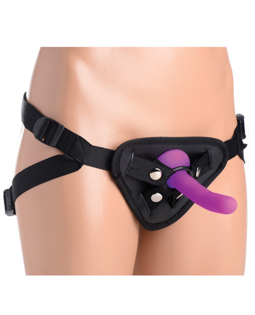 Strap U Double G Deluxe Strap-On Kit with Dual Curved Silicone Dildos and Vibrating Bullet