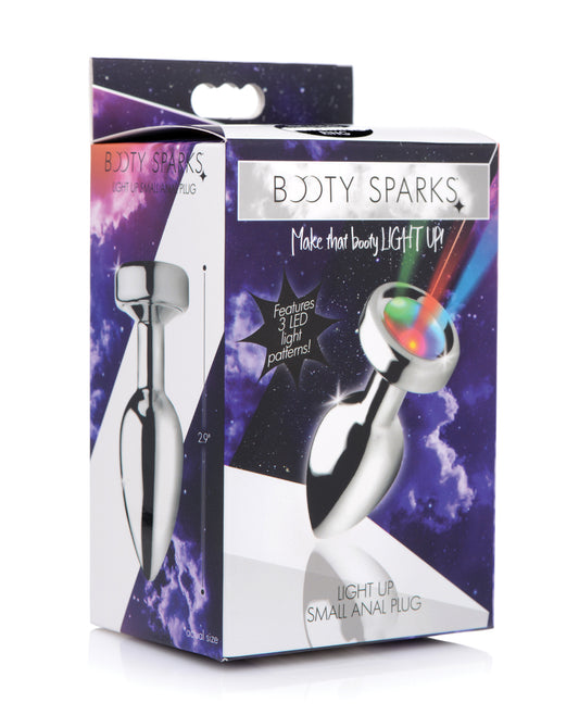BootySparks Anal Plug Small Metal with LED Light Patterns and Weighted Design for Visual Stimulation