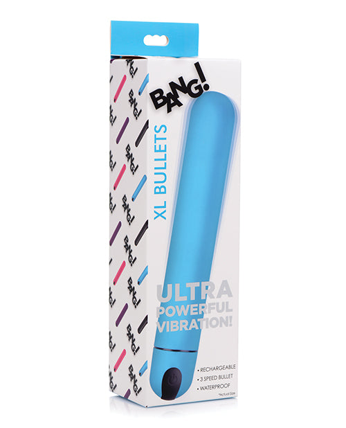 Bang! Vibrating Bullet Stimulator Extra-Large USB Rechargeable in Blue for Intense External and Internal Stimulation