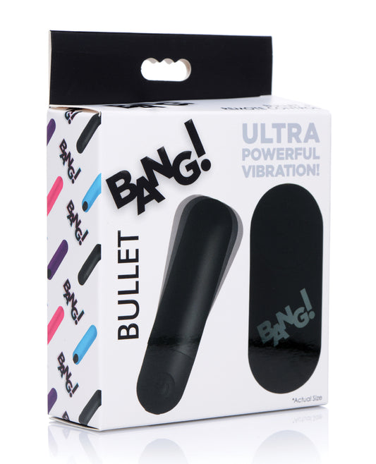 Bang! Stimulators Vibrating Bullet Wireless Remote Black Silicone for Discreet Personal Use