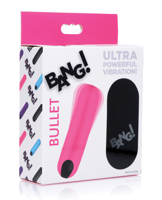 Bang! Vibrating Bullet Stimulator Pink with Wireless Remote and Silicone Design for Discreet Powerful Stimulation