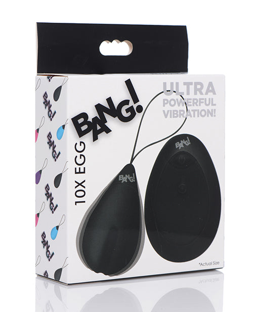 Bang! Vibrating Egg Stimulator black silicone with wireless remote and pull cord for discreet pleasure