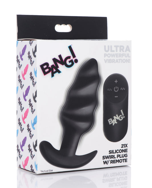 Bang! Anal Products Vibrating Silicone Swirl Butt Plug with Remote Control for Intimate Stimulation