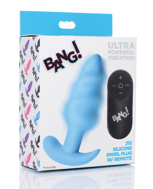 Bang! Silicone Anal Plug Vibrating Swirl Texture Wireless Remote Control for Enhanced Pleasure