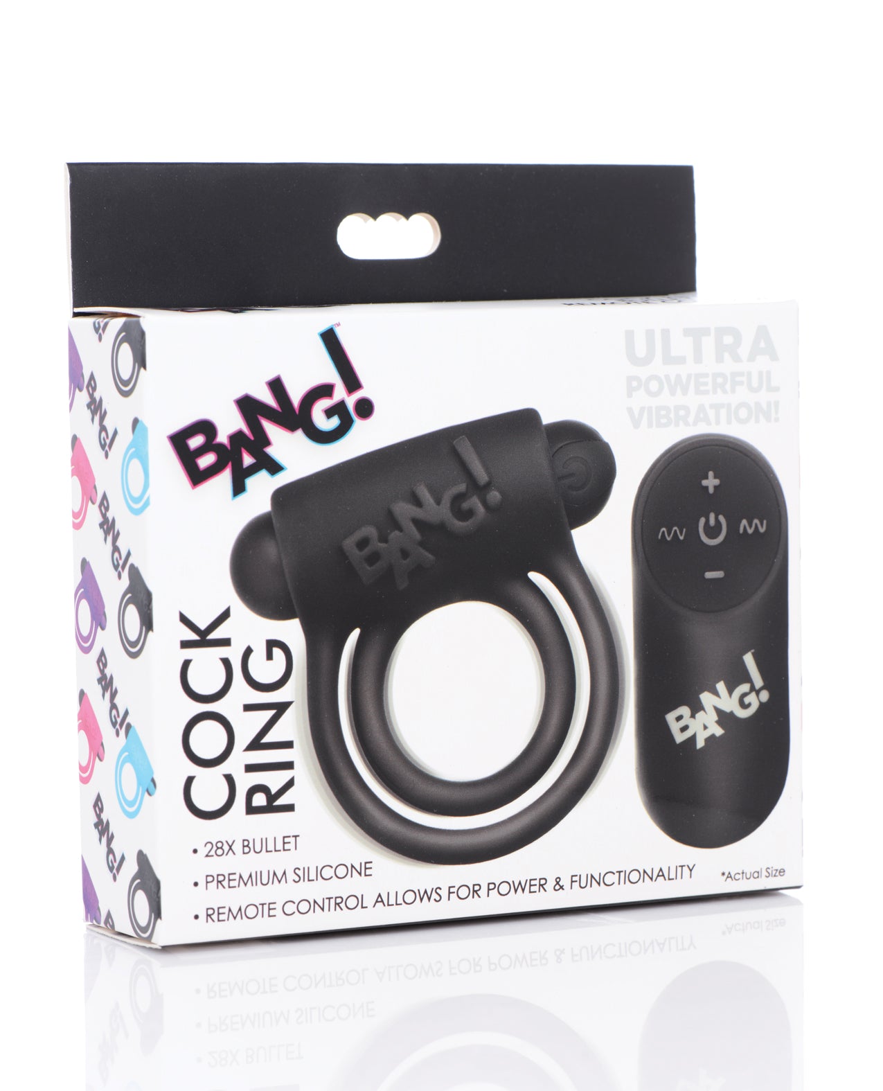 Vibrating Cock Rings - Bang! Penis Enhancement Vibrating Cock Ring with Dual Silicone Rings and Remote Control for Enhanced Stimulation