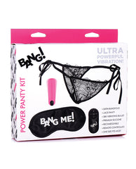 Bang! Stimulator Remote-Controlled Lace Panty with Bullet Vibrator and Satin Blindfold for Discreet Sensory Play