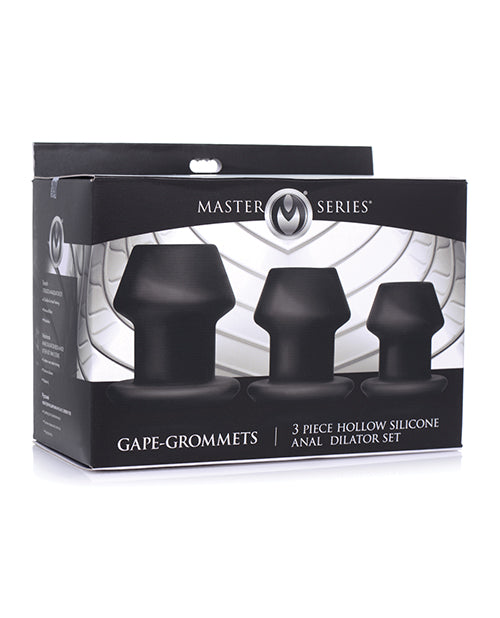 Master Series Anal Dilator Set 3-Piece Hollow Silicone Graduated Sizes for Advanced Anal Stretching
