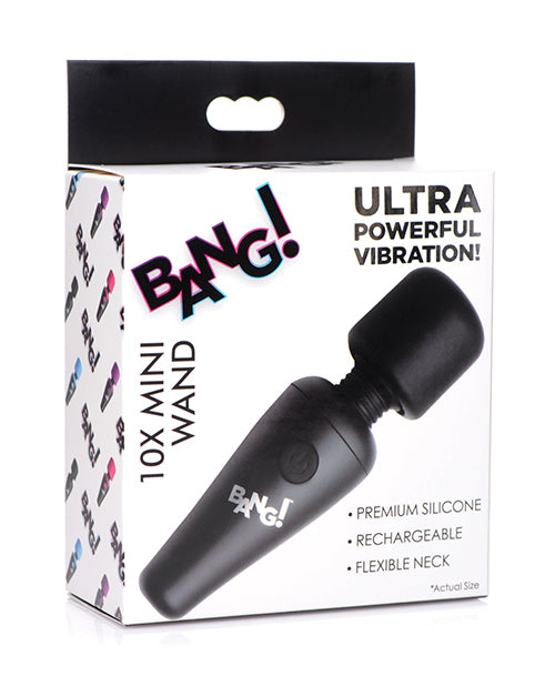 Bang! Mini Silicone Wand Massager 10 Vibration Modes Flexible Neck for Travel Relaxation