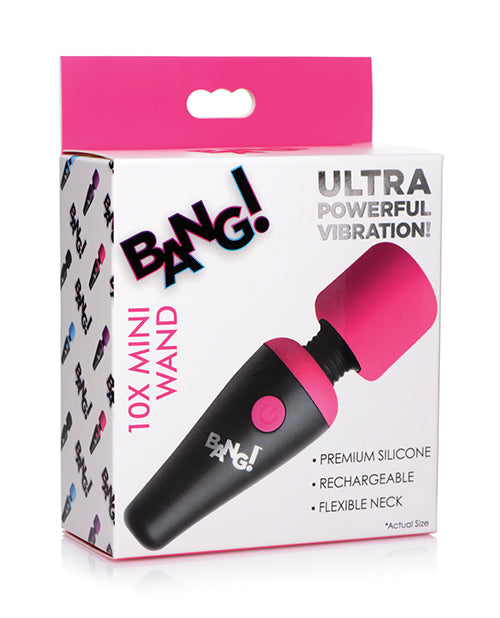Bang! Massage Product Mini Silicone Wand Flexible Neck 10 Vibration Modes for Portable Relaxation