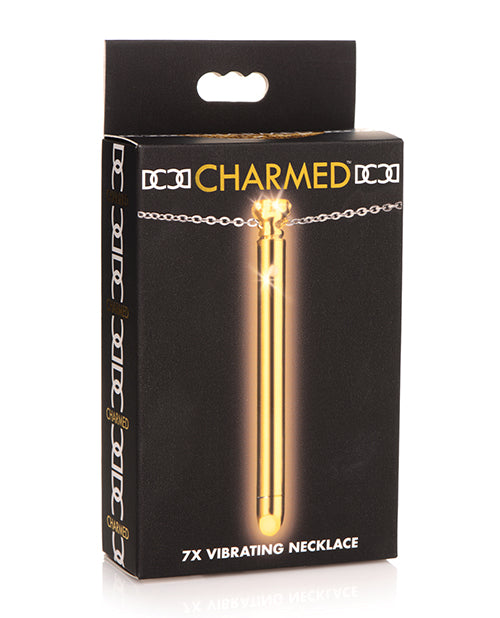Charmed Stimulators Gold Vibrating Necklace with Rhinestone Gemstones for Discreet Wearable Pleasure