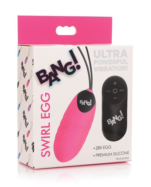 Bang! Swirl Silicone Egg Vibrator with Remote Control and Textured Rows for Enhanced Internal Stimulation