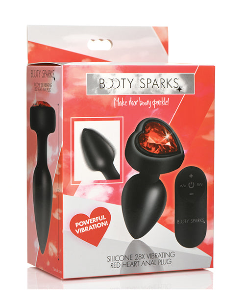 Booty Sparks 28X Silicone Vibrating Red Heart Anal Plug w/ Remote - Small