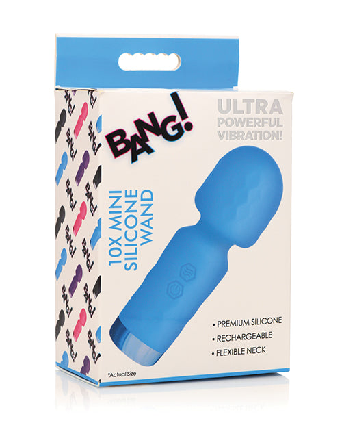 Bang! Massage Wand Blue Silicone Flexible Neck Compact Design for Discreet Travel-Ready Pleasure
