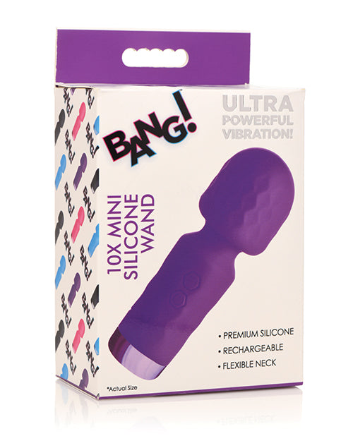 Bang! Massage Product Mini Silicone Wand with Flexible Neck and 10 Vibration Patterns for Discreet Travel Pleasure