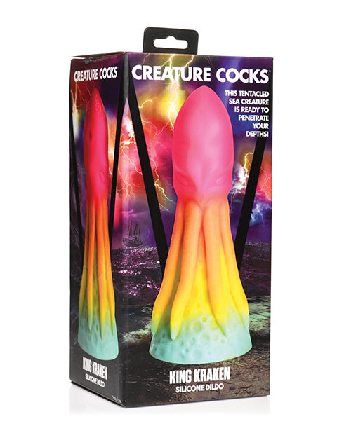 Creature Cocks Silicone Dildo Rainbow Tentacle Design with Suction Cup for Fantasy Roleplay