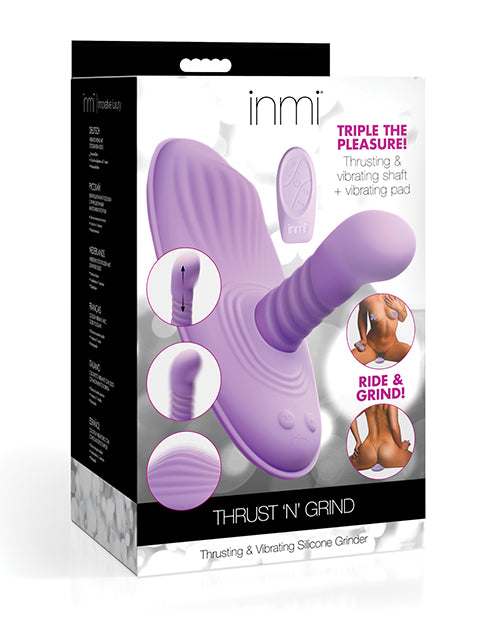 Inmi Vibrators Thrusting & Vibrating Silicone Grinder with Remote and Ribbed Dildo for Intense Hands-Free Stimulation