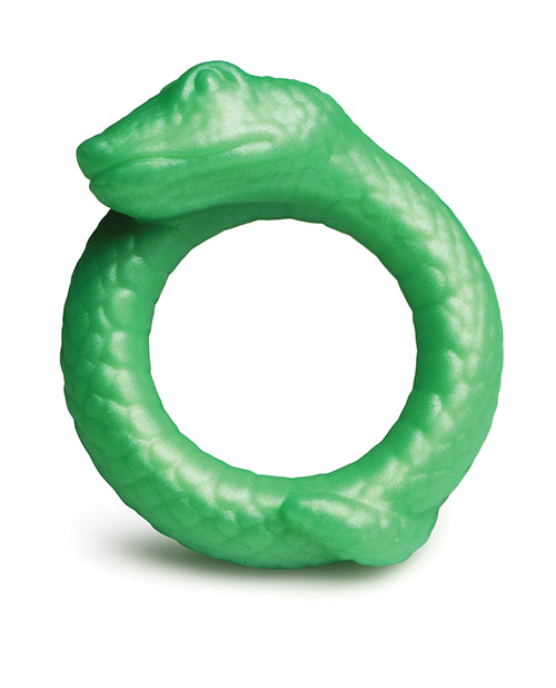 Serpentine Silicone Cock Ring in Green with Flexible Snake Design