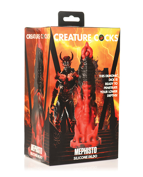 Creature Cocks Silicone Dildo with Flaming Ridge Design and Suction Base for Fantasy Roleplay Pleasure