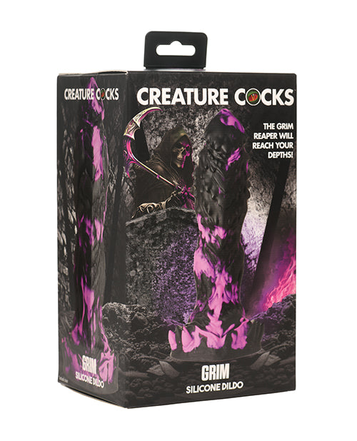Creature Cocks Dildo Black Purple Silicone Textured Ridges Suction Base for Fantasy Roleplay Pleasure
