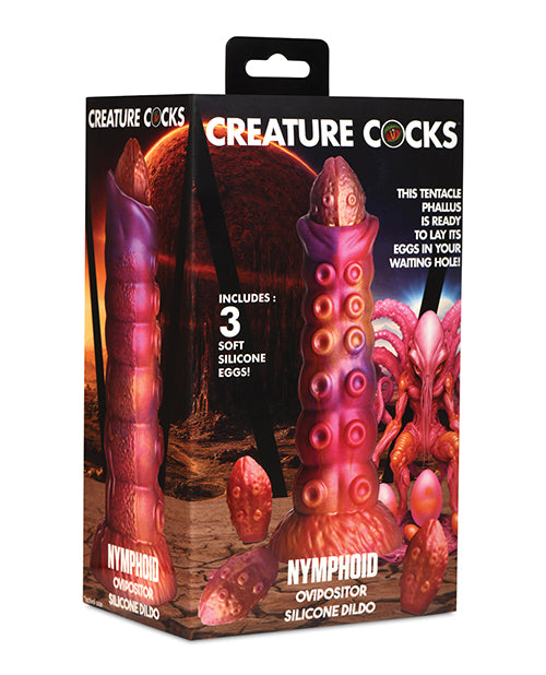 Creature Cocks Silicone Ovipositor Dildo with Alien Symbol and Removable Eggs for Fantasy Roleplay