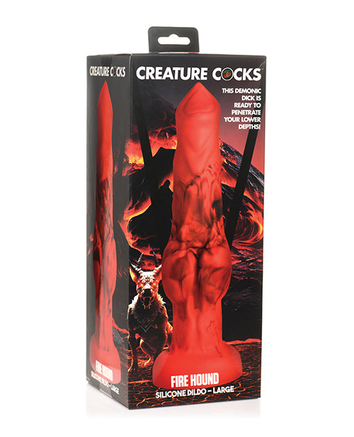 Creature Cocks Dildo Large Red Silicone Knotted Shaft Suction Base for Fantasy Roleplay and Hands-Free Pleasure